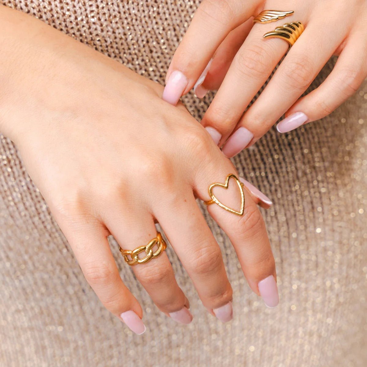 Wings of Freedom Adjustable Ring, 18K Gold Plated