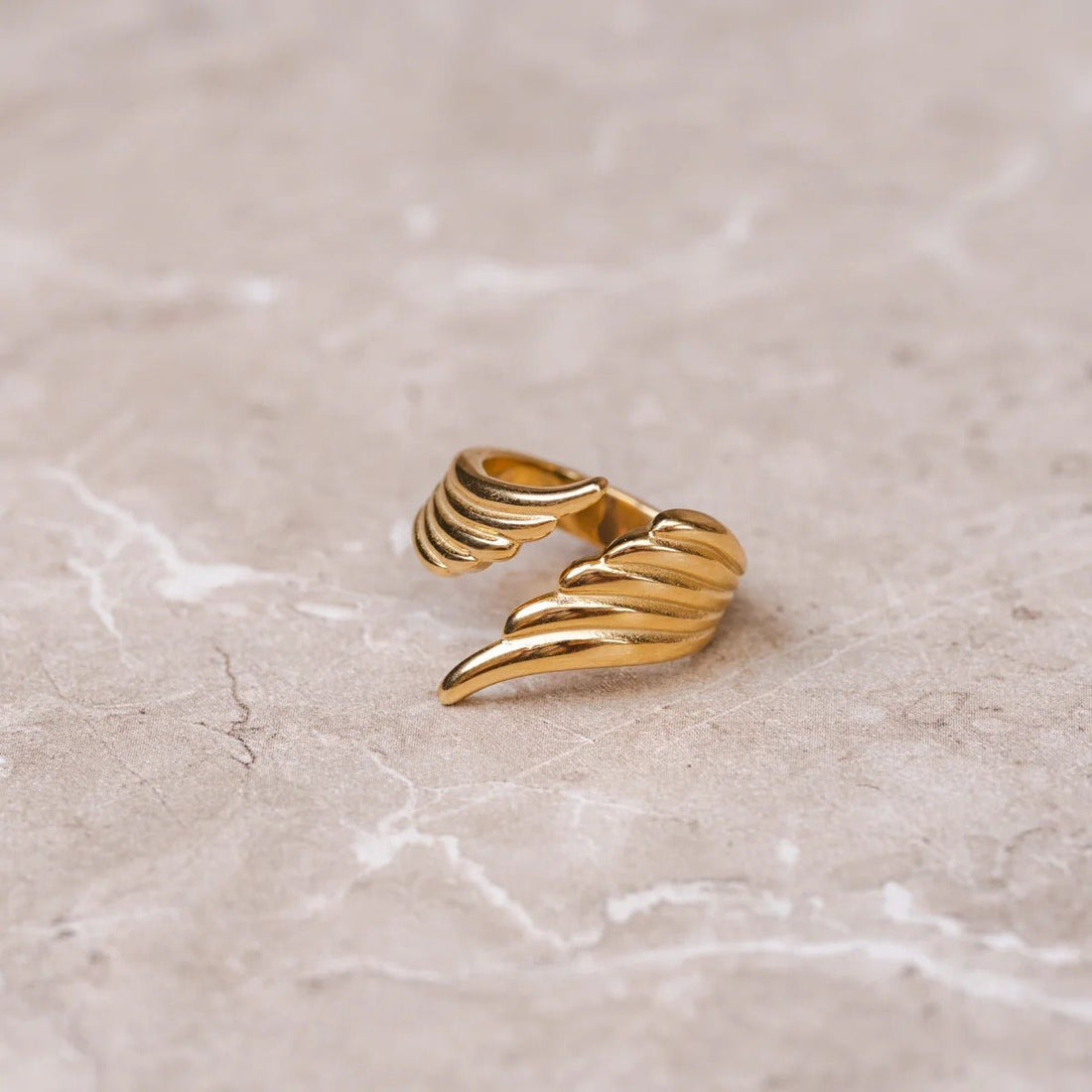 Wings of Freedom Adjustable Ring, 18K Gold Plated