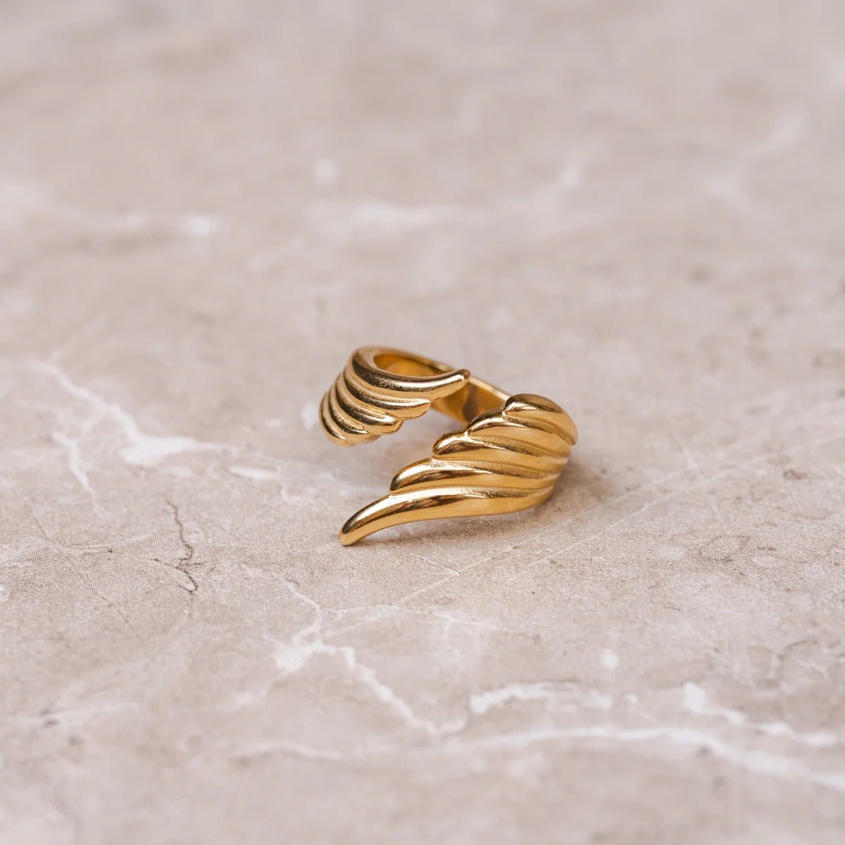 Wings of Freedom Adjustable Ring, 18K Gold Plated