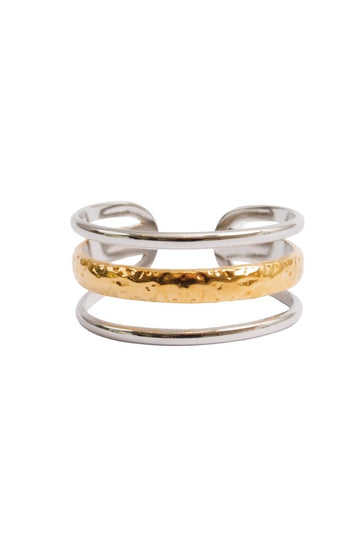 Adjustable Aura Ring with a Mix of Gold and Silver Plating
