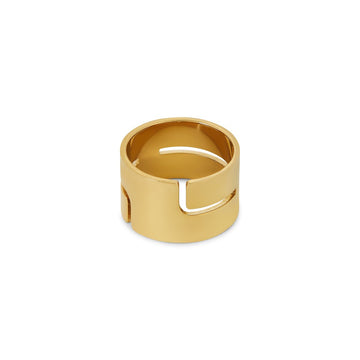 18K Gold Plated Chunky Hi-Lo Ring