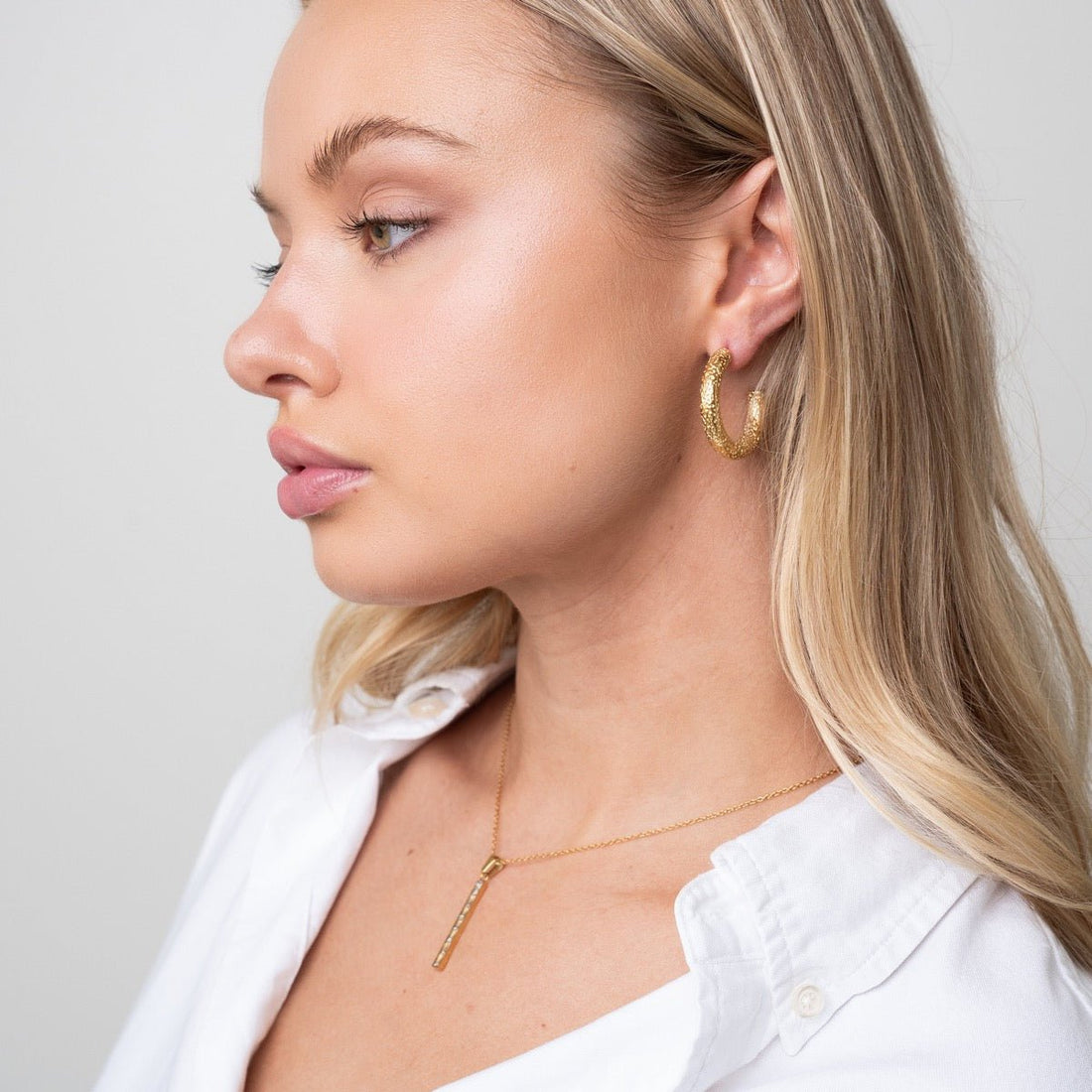 Textured Hoop Earrings Plated in 18K Gold