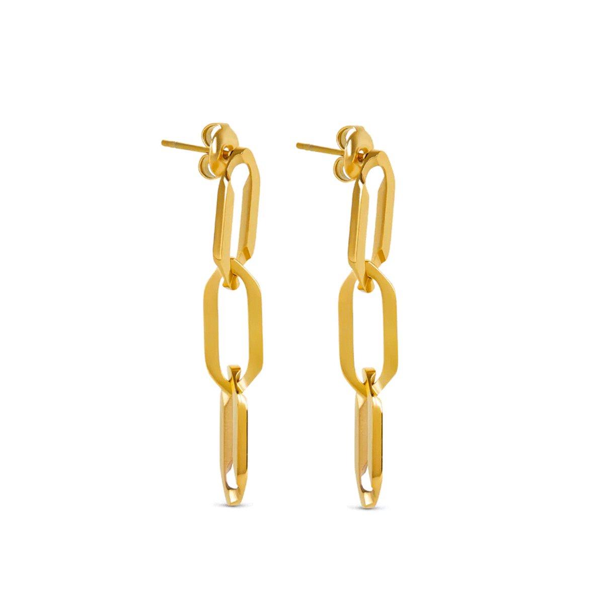 18k Gold Plated Link Dangle Earrings